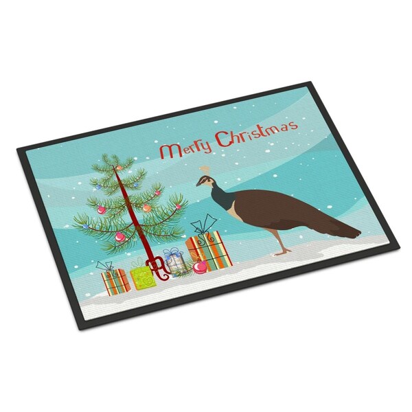 Carolines Treasures Indian Peahen Peafowl Christmas Indoor or Outdoor Mat, 18 x 27 in. BB9294MAT - main